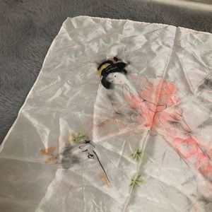 GEISHA SILK SCARF/ HANDKERCHIEF PASTEL COLORS FEMININE CHIC LADY VINTAGE